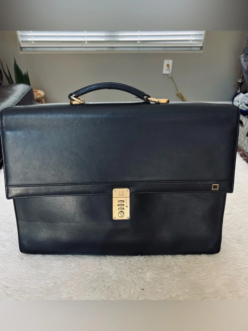 Dunhill Vintage Black Leather Unisex Attache/Business Bag